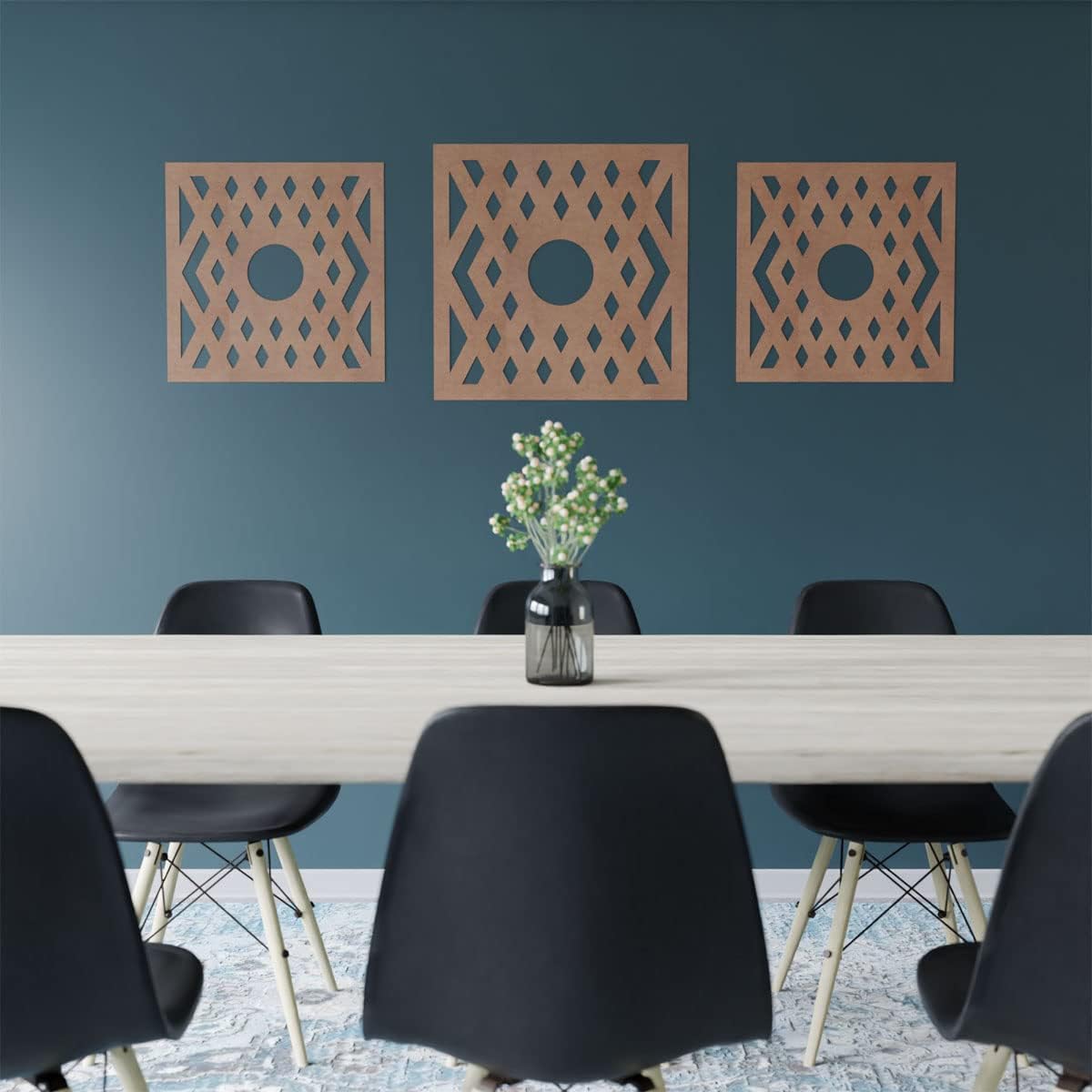 Ekena Millwork 30"OD x 7 3/4"ID x 3/8"T Chevron Wood Fretwork Pierced Ceiling Medallion, Wood (Paint Grade)