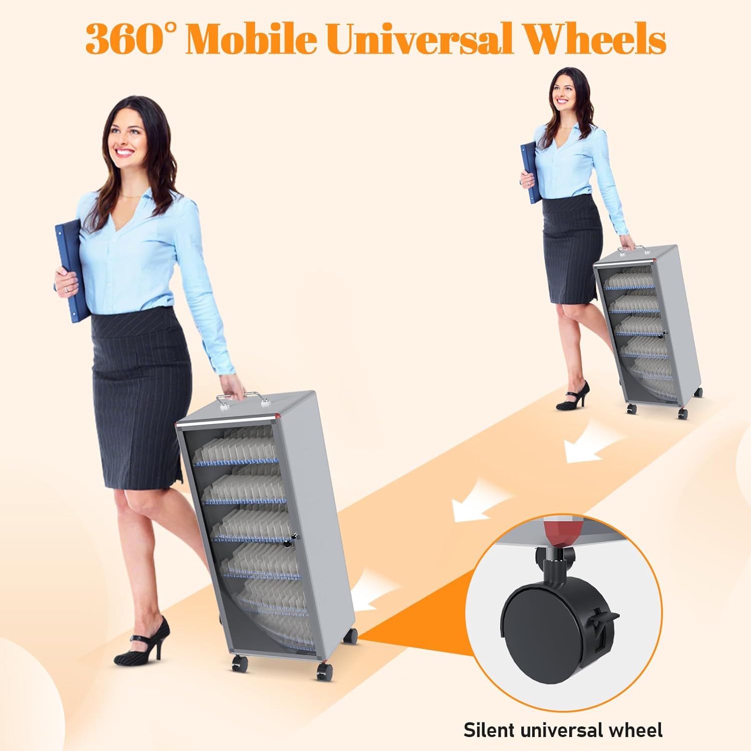 72 Slots Cell Phone Locker Box, Mobile Cell Phone Locker Storage Box with Wheels,Aluminum Cellphone Lock Box Phone Storage Cabinet for Classroom Ofiice Conference Rooms