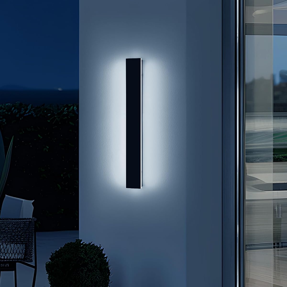 Daoseolo Outdoor Wall Lights, Modern Linear Sconce, Dimmable 3000K-6000K,