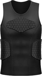Zicac Men's Sports Shock Rash Guard Compression Padded Shirt Soccer Basketball Protective Gear Chest Rib Guards