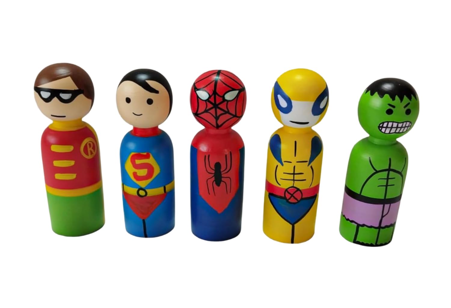 CHANNAPATNA TOYS Peg Dolls Wooden Painted Superheroes Set Pretend Play Figurines - Organic Handmade Play Kit for Kids & Toddlers (2 Years+) - Pack of 5 pcs - Open Ended Toys N (B0D33XKSZH) Amazon Price History, Amazon Price Tracker