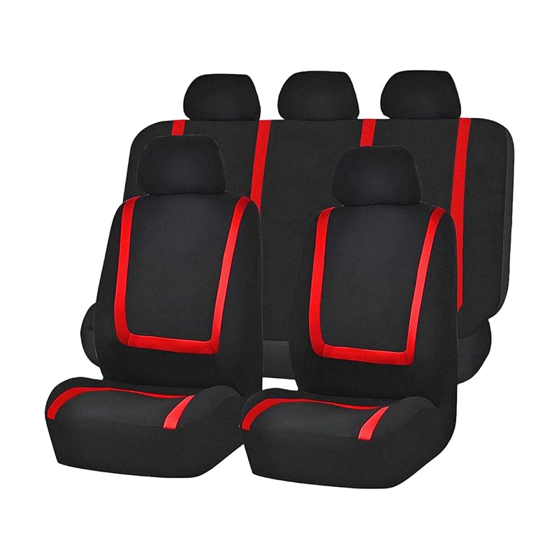 Kit de Capas para Bancos Automotivos Zpana com Proteção para Bancos Dianteiros e Traseiros, Poliéster e Espuma, Preto/Vermelho, 9 peças