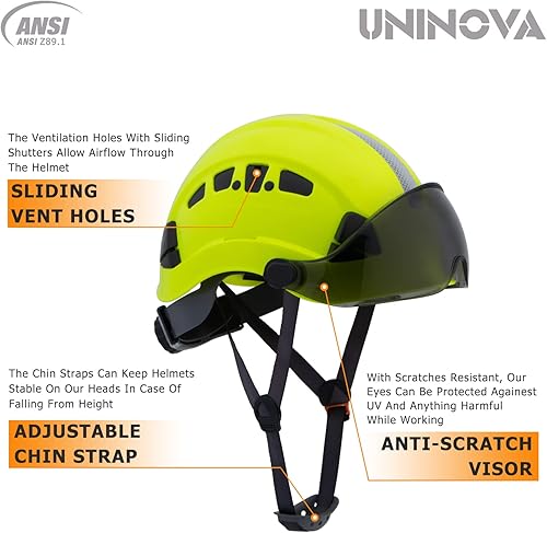 Miniatura 2 de Cascos de Construcción UNINOVA Casco de seguridad OSHA con suspensión ajustable de 6 puntos