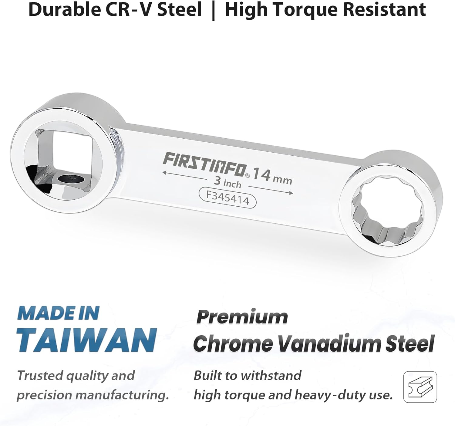 FIRSTINFO F3454 1/2-inch Drive Torque Adapter Set,12-Point Box End,14 to 27 mm, Metric, 10-Piece with Taiwan Premium Chrome Vanadium Steel Construction, Mechanic's Tray in Blow Case