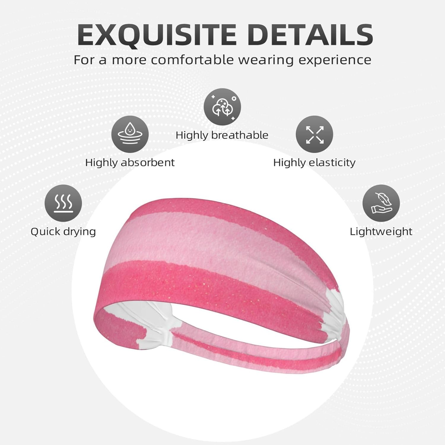 Silver Sparkly Straight Horizontal Line Headband Sports Sweatbands for Men Women Hairband for Workout Athletic Running Yoga Basketball Gym