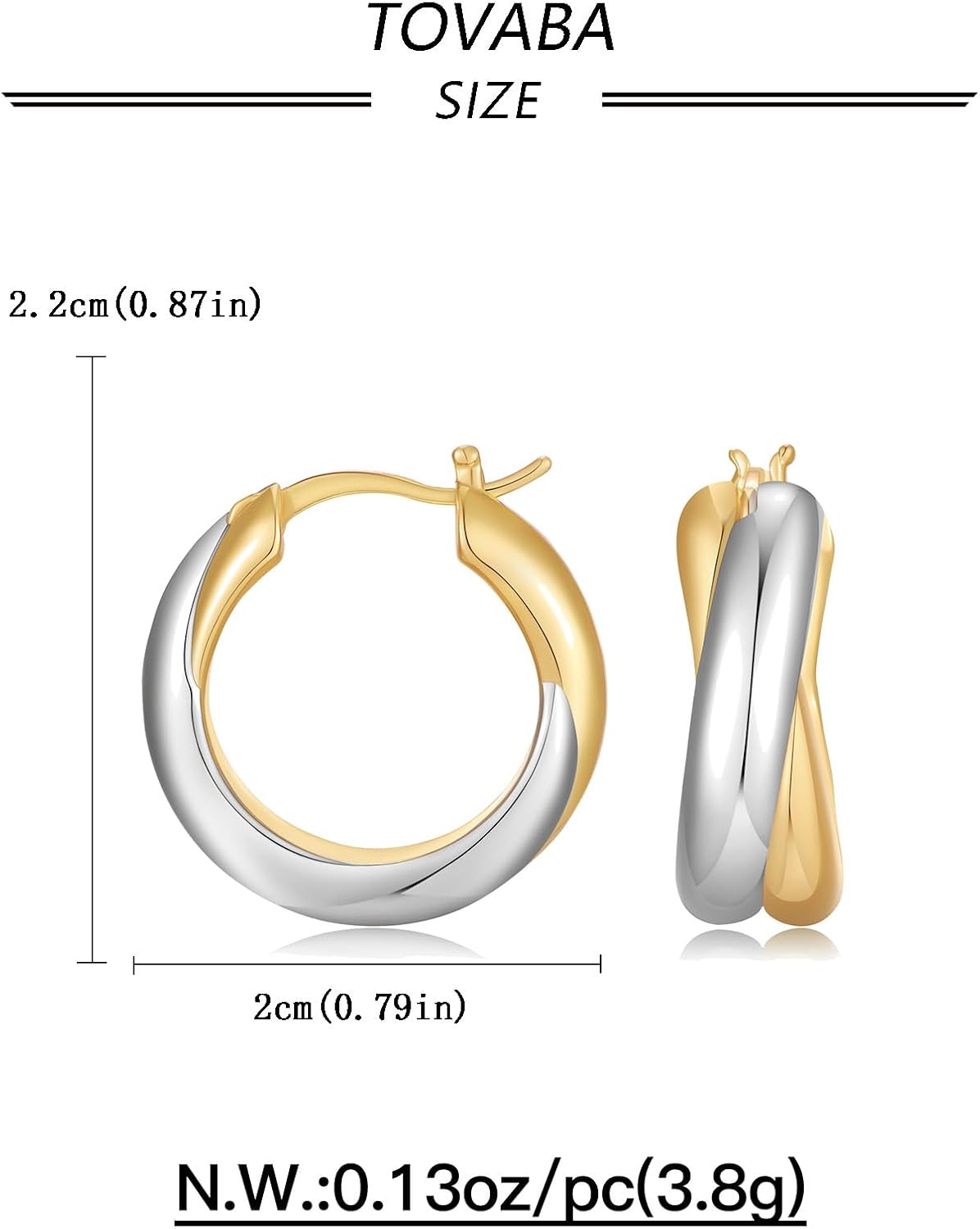 Two Tone Hoop Earrings Gold and Silver Intertwining Small Circle Huggie Lightweight Twisted Hoop Earrings for Women Trendy - Image 2