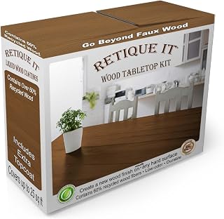 Retique It Wood Finish Tabletop Kit – GO Beyond Faux Wood with Paintable Liquid Wood Based Primer and Gel Stain - Graining Tools Included (Tabletop Kit, Vintage Cherry)