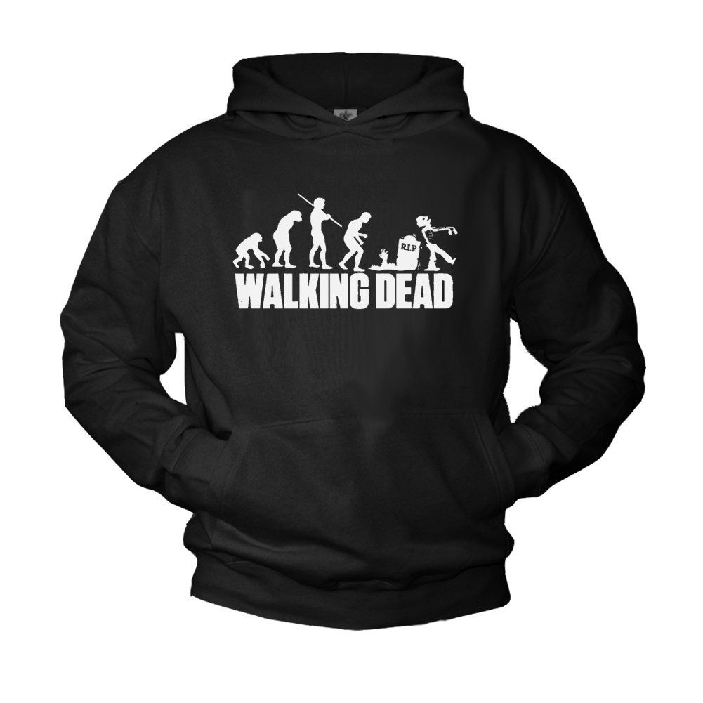 MAKAYA Pullover Walking Dead Nero - Zombie Evolution - Felpa con Cappuccio Uomo