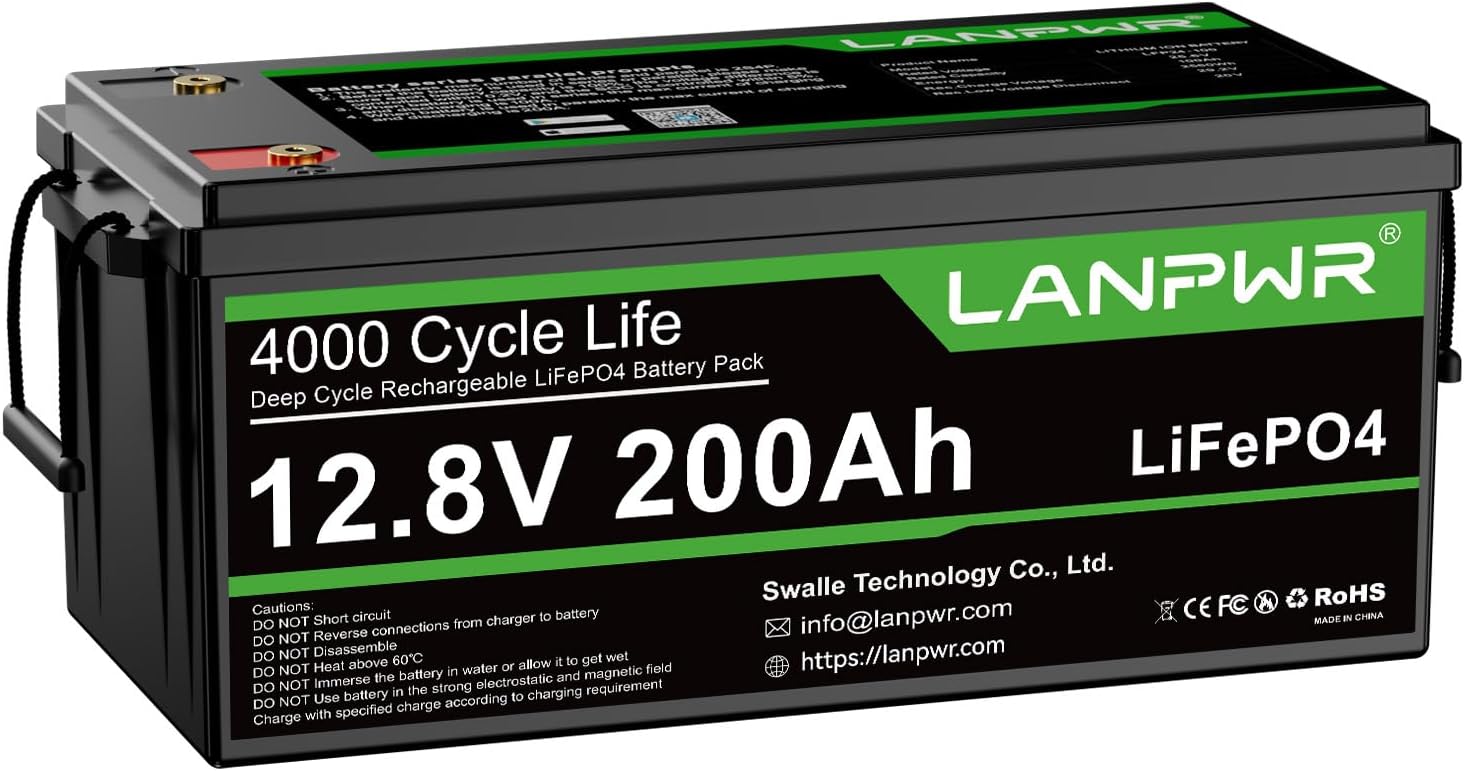 12V 200Ah Bluetooth LiFePO4 Battery with A-Grade Cells, Deep Cycle Lithium Battery with 200A Smart BMS, Low-Temp Protection, 2560Wh, 15000+ Cycles for RV, Solar, Trolling Motor