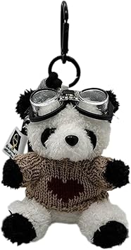 Adorable Pilot Bear Keychain Cute Flying Bear Pendant for Bags and Keys Pilot Panda Keyring Personalized Animal Decor, 10x11cm, Brown Love