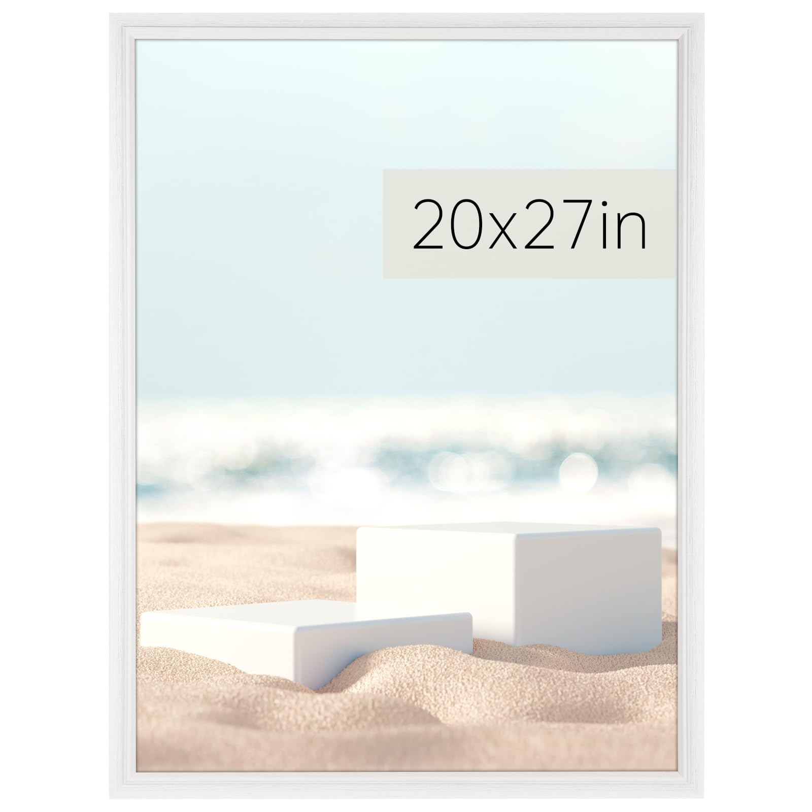 GULETHUN 20x27 Picture Frame, White Poster Frame, Home Decor Natural Gallery Frames, Horizontal or Vertical Format, Sturdy, Plexiglass, Large Wall Decor, for Photos, Artworks, Posters