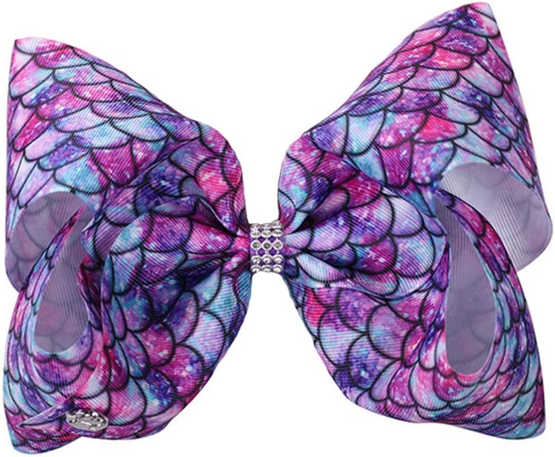 8 inches Mermaid scales Hair Bows Clips For Kids/Toddlers/Teens/Children Gifts