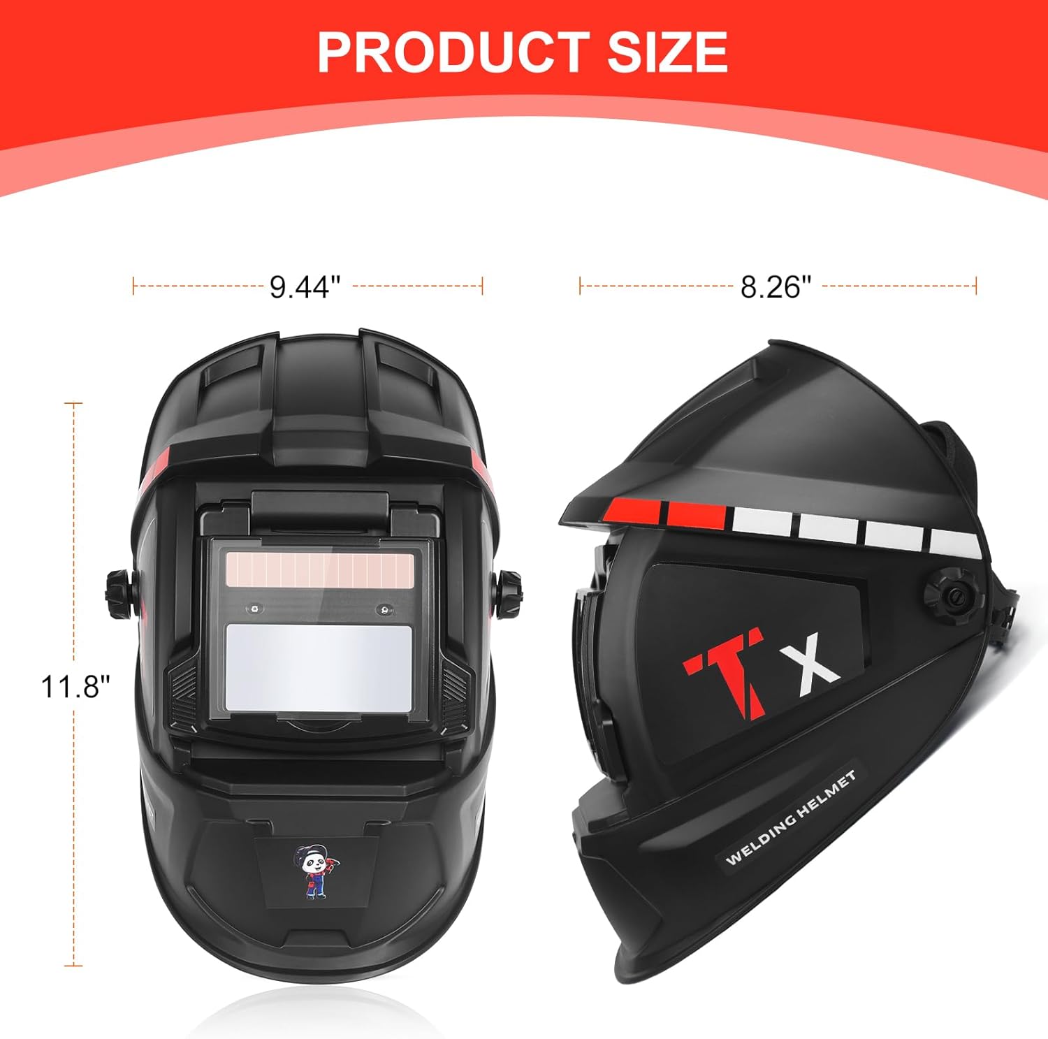 A clear look at the NDUUN True Color Welding Hood's dimensions.