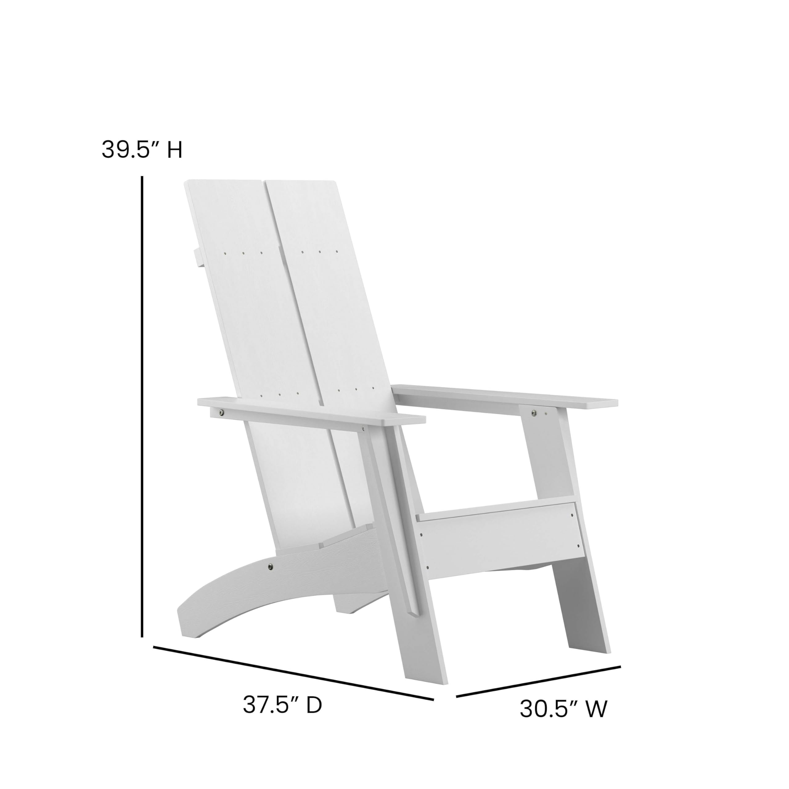 Flash Furniture Muebles Flash Silla Adirondack Moderna, White, Set of 1