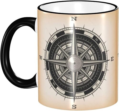Wind Rose Vintage Compass Coffee Mug Coffee Cups Ceramic with Handle,Tea Cups Mug tazas para cafe Drinking Cups Gifts for Women Men,Unique Coffee