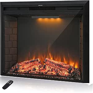50'' Electric Fireplace Insert with Remote Control and Timer