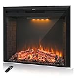Masarflame 36'' Electric Fireplace Insert, Retro Recessed Fireplace Heater with Fire Cracking Sound, Remote Control & Timer, 750/1500W, Black