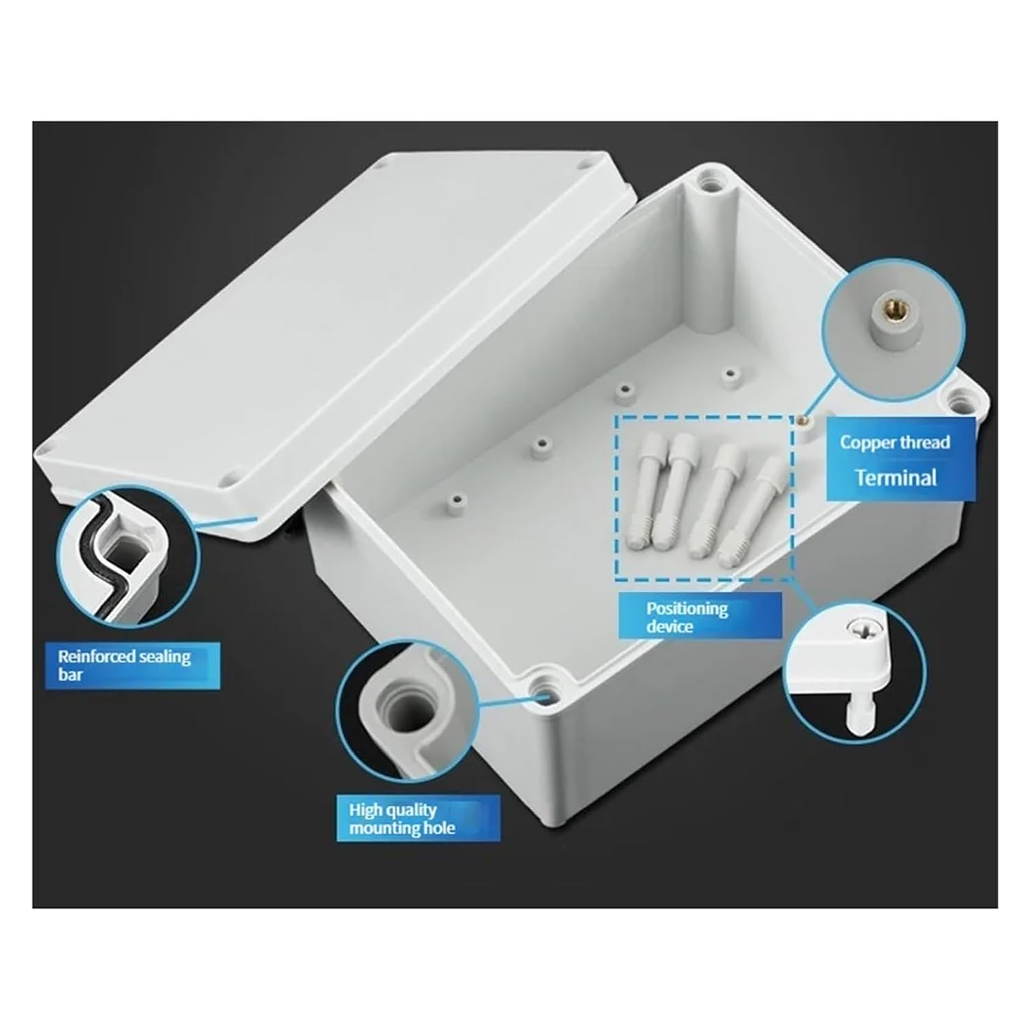 ABS Plastic Waterproof Junction Box AG Outdoor rain Proof Box Outdoor Power housing Monitoring Waterproof Box Seal Button Box (Color : 150X200X130MM)