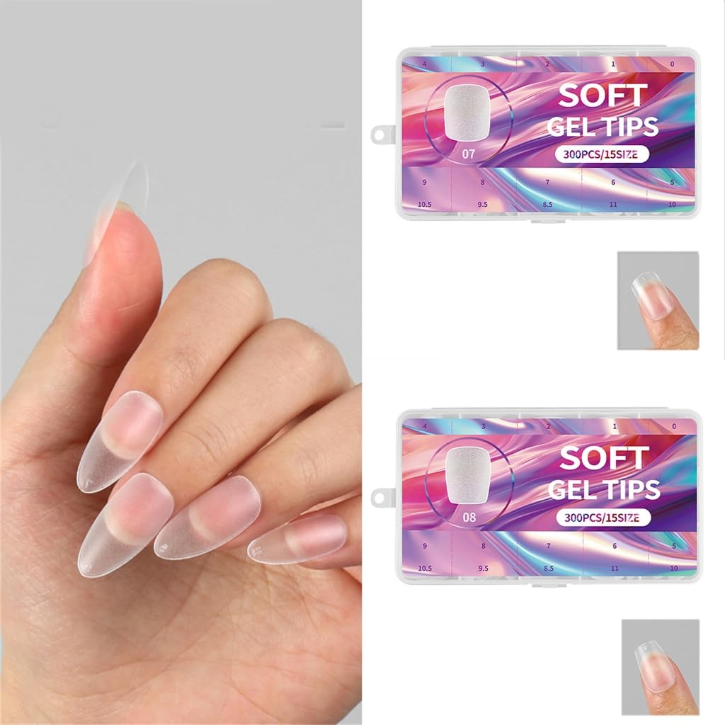 300Pcs Pre Shaped Acrylic False Nails Tips Short Matte Designs Short Nails Art Decors for Easy Manicures