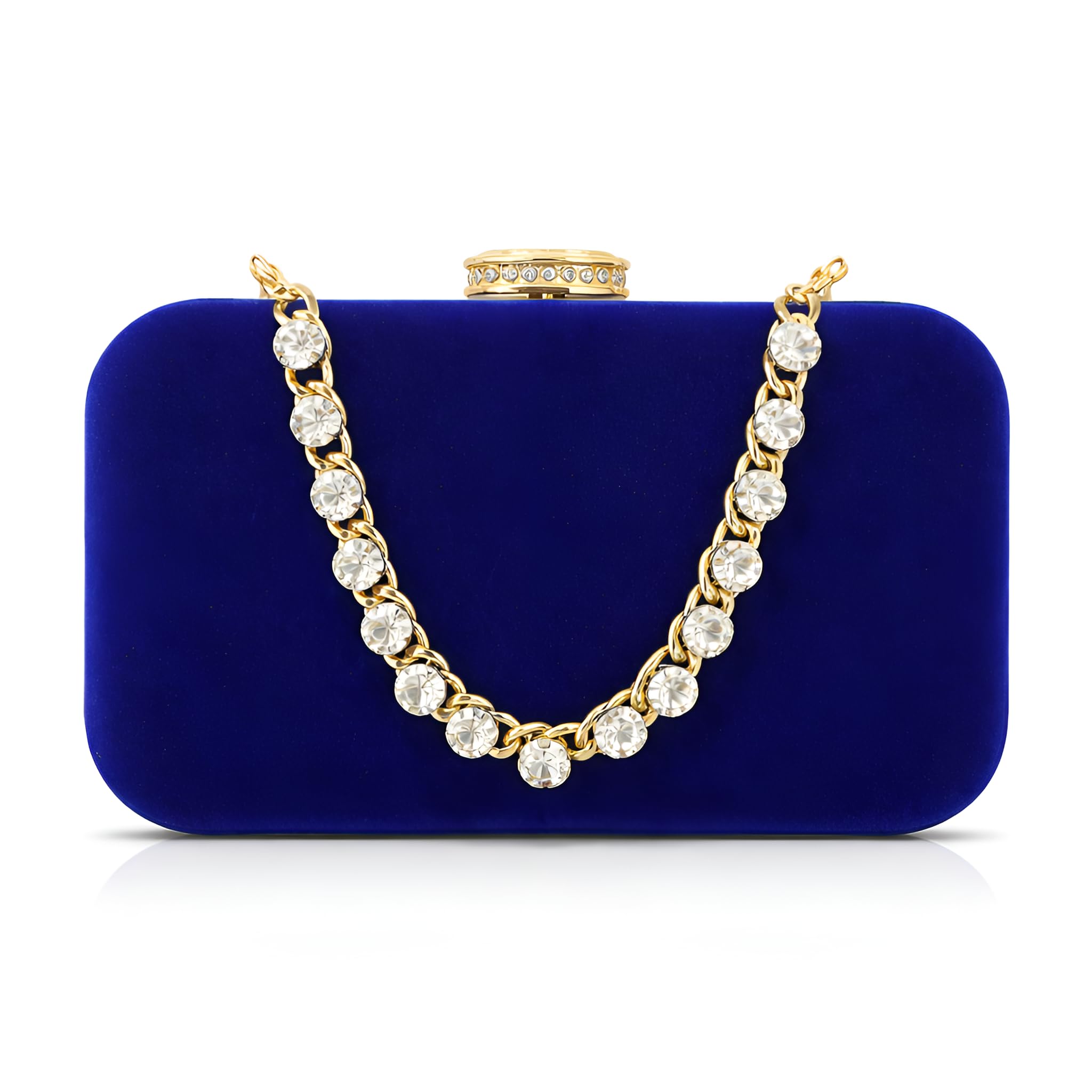 Women Velvet Crossbody Evening Clutch Evening Party Bag Hard Case Bridal Wedding Handheld Purse With Crystal Chain Strap Designer Retro Shoulder Sling Handbag For Prom Festive Functions-image-12