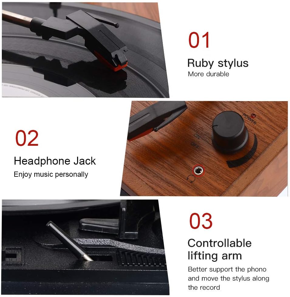 Best Cyber Monday 🔥 MUSITREND Vinyl Record Player Bluetooth Turntable 3-Speed Vintage Record Players with Stereo Speakers Belt Driven Portable Nostalgic Phonograph Wood
