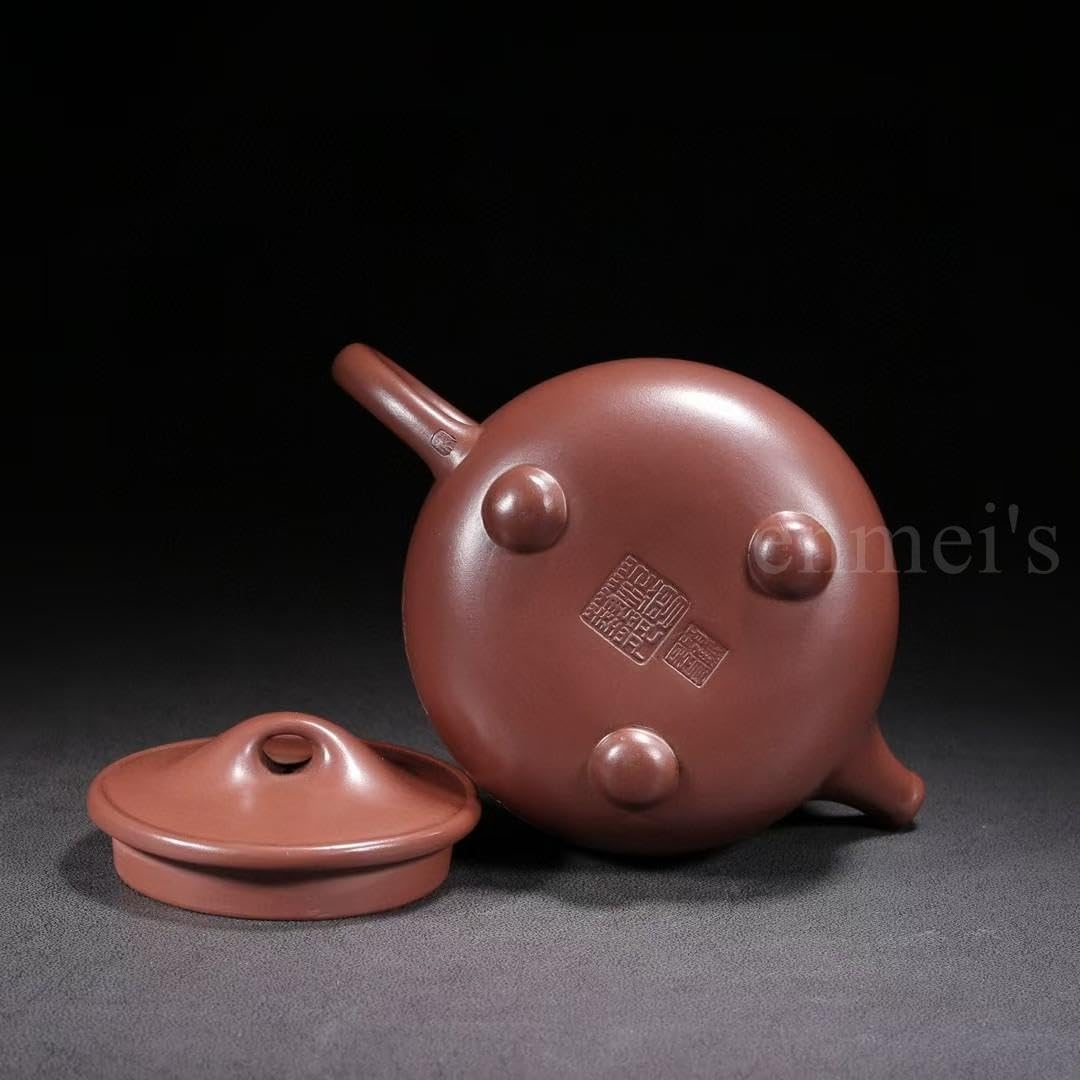 中国古美術・原鉱清水泥大紅袍紫砂壺・底款：顧景舟 范曽・