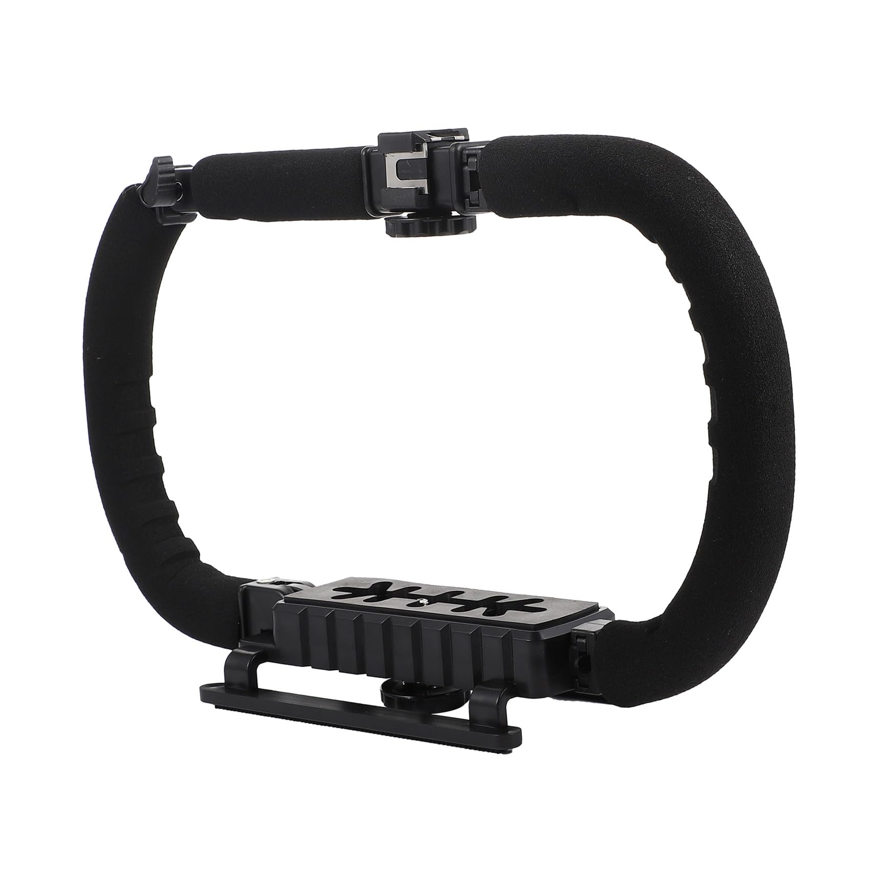POPETPOP Stabilizzatore per Telefono e Videocamera Design Antiscivolo, Impugnatura in Spugna Ergonomica, Struttura in Plastica e Metallo 3 Porte Hot Shoe
