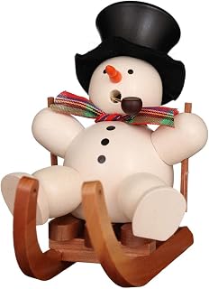 German Incense Smoker Snowman on sleigh - 10,5cm / 4inch - Christian Ulbricht