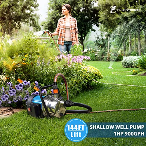 FLUENTPOWER 1HP Portable Garden Transfer Pump, 900GPH Electric
