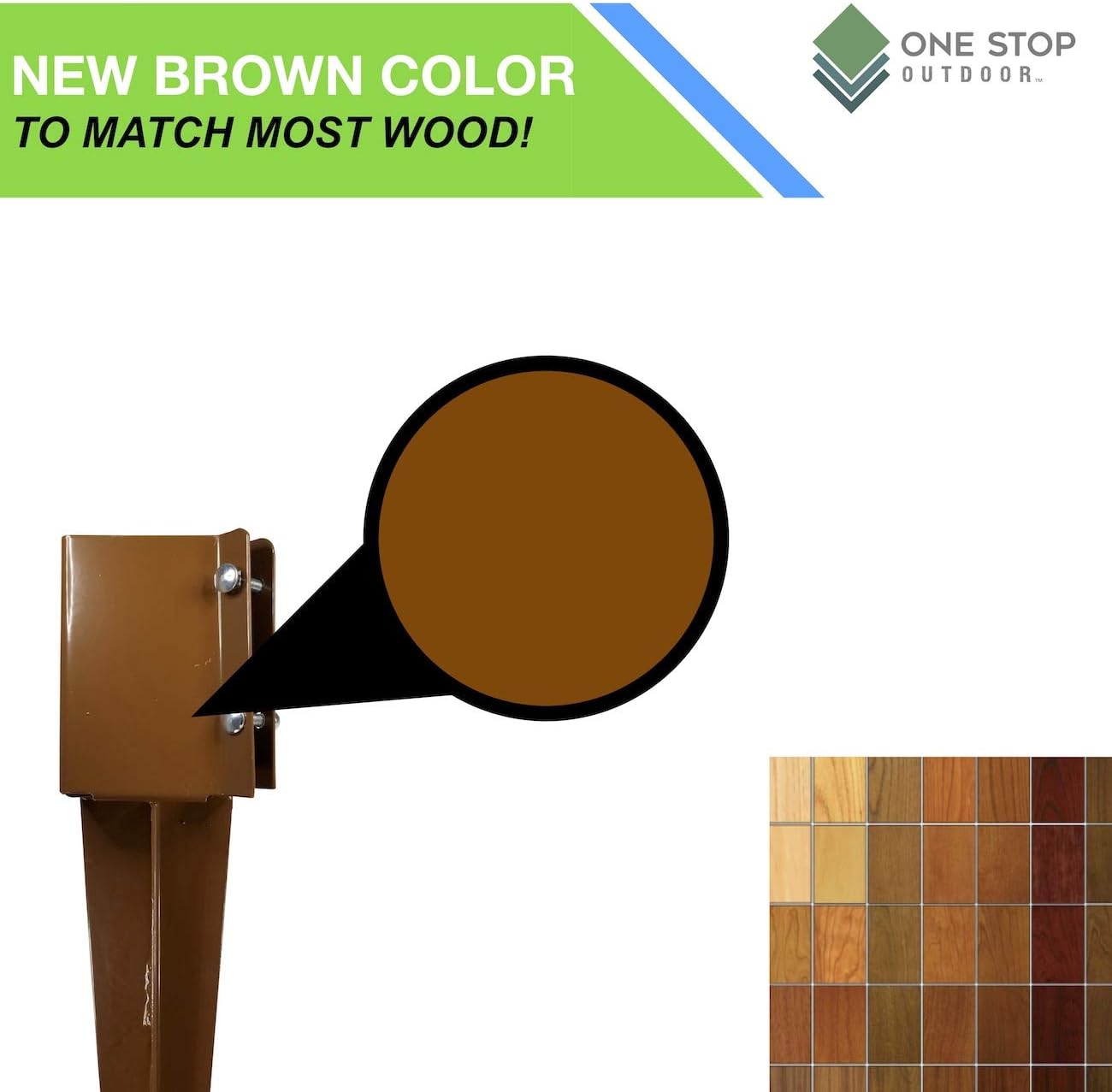 One Stop Outdoor Heavy Duty Fence & Mailbox Post Anchor - Brown Metal Ground Spike Brown Powder Coated 24" in x 4" Inch x 4" Inch (Fits Post 4" x 4" Inches) (Brown)