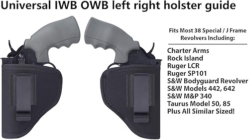 Miniatura 2 de Paquete de 2 fundas de revólver | Derecha izquierda IWB OWB Fast Draw | Se adapta a la mayoría de revólveres de marco J/Ruger LCR/Smith & Wesson