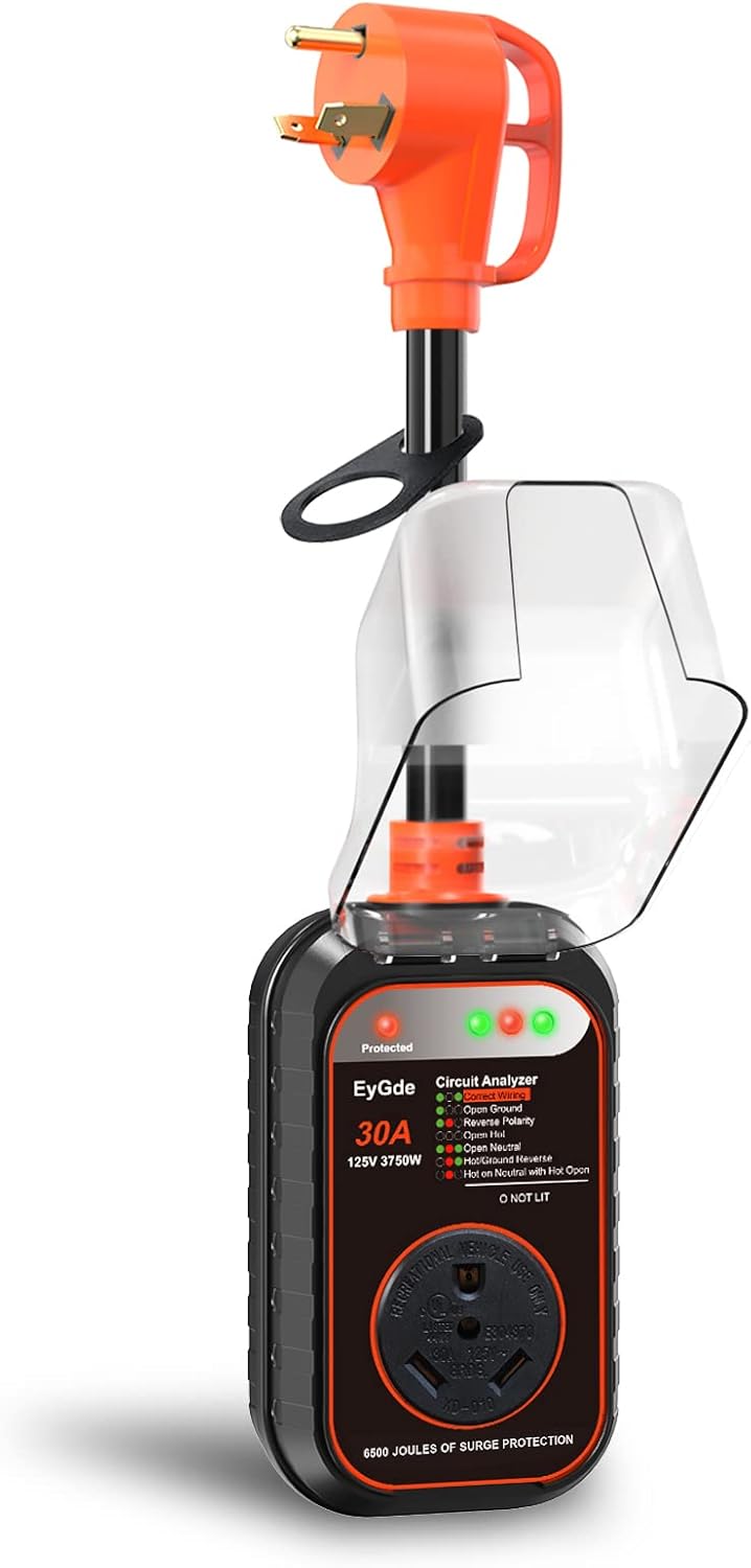 EyGde RV Surge Protector 30 Amp, Power RV Defender Circuit Analyzer