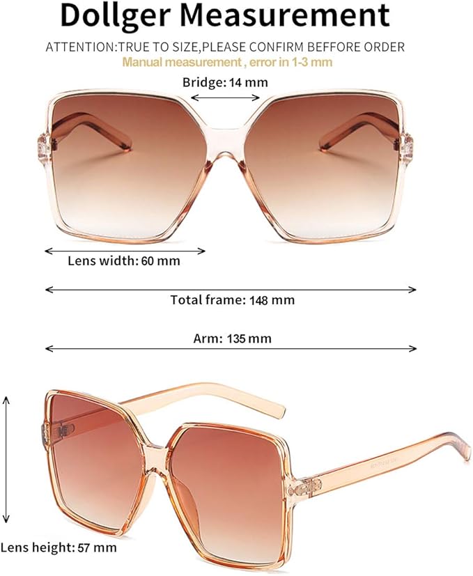 Dollger Oversized Square Sunglasses Quality Polarized Lens