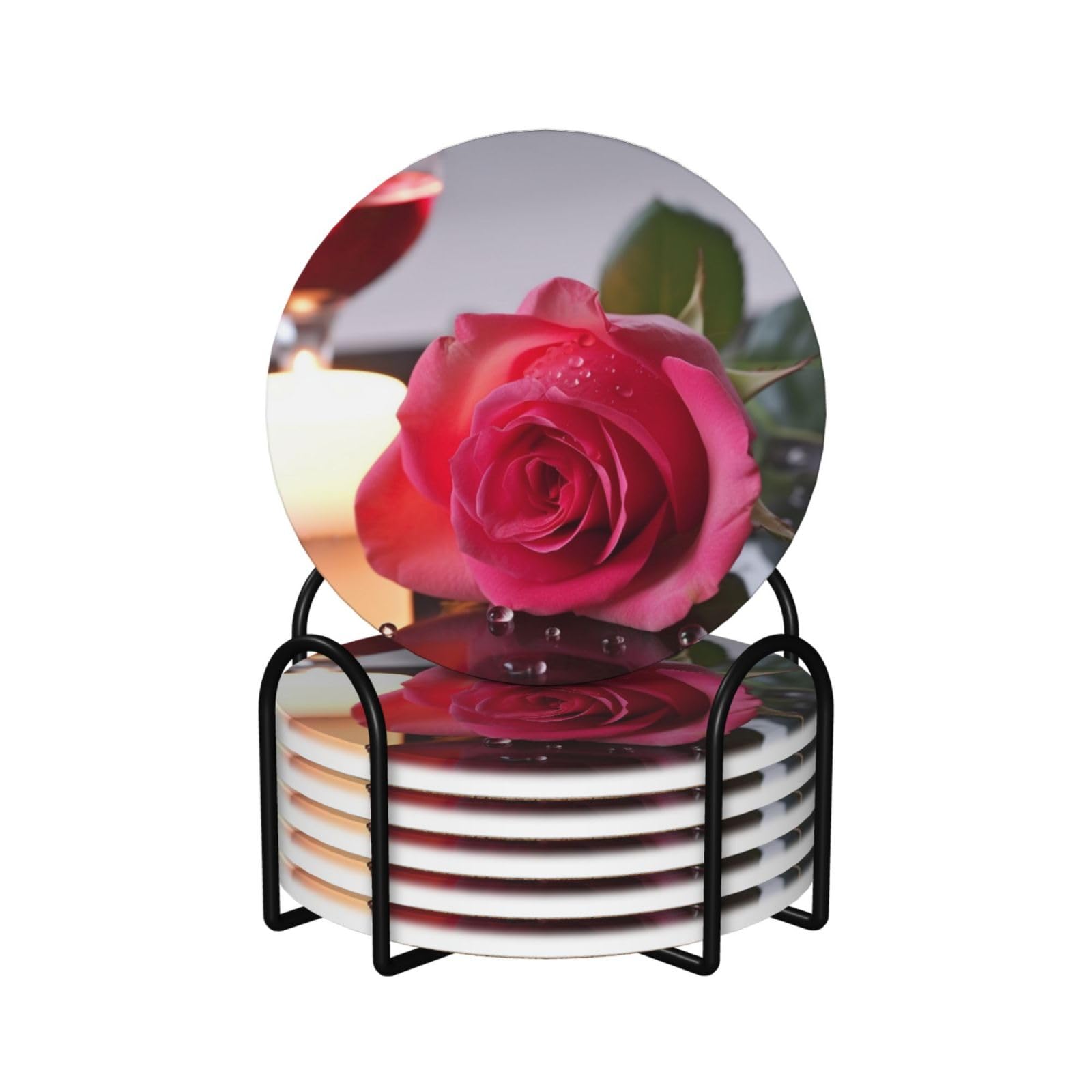 Dessous de verre en céramique rose avec support, le cadeau de pendaison de crémaillère idéal