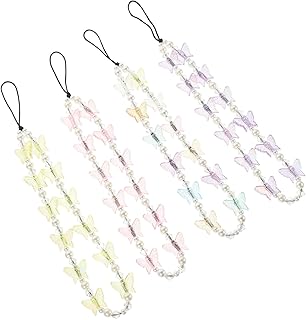 UKCOCO 4 Peças Pulseira De Enfeite De Borboleta Para Telefone Para Chaves Pulseira Transparente Cordas Penduradas Borboletas Amuletos De Telefone Cordas Penduradas Para Celular Cordas