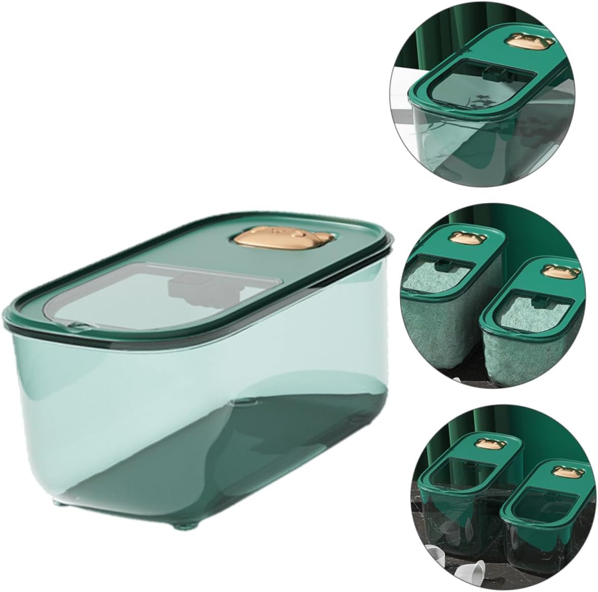 Airtight 10lb Green Plastic Rice Container with Lid, Thickened Moisture-proof Food Storage Bucket for Grains, Flour, and Multi-grain Kitchen Organization