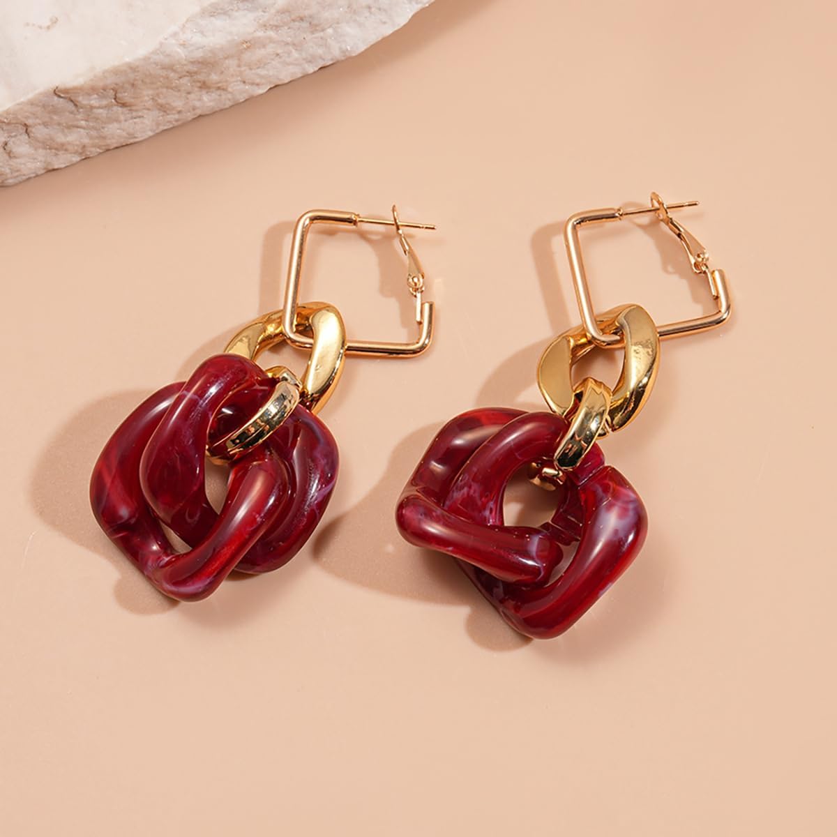 Chunky Gold Acrylic Earrings for Women Long Acrylic Hoop Dangle Statement Earrings Punk Vintage Jewelry - Image 5