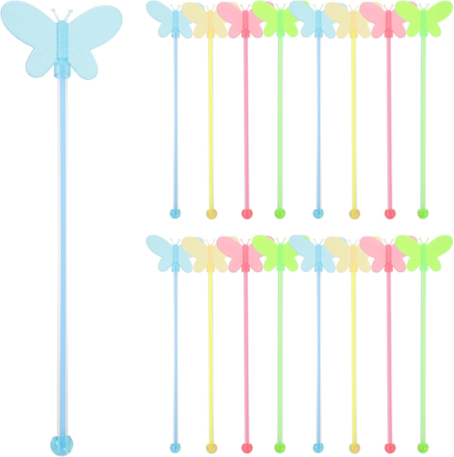 25pcs Acrylic Butterfly Cocktail Swizzle Sticks for Bar Drink Mixing