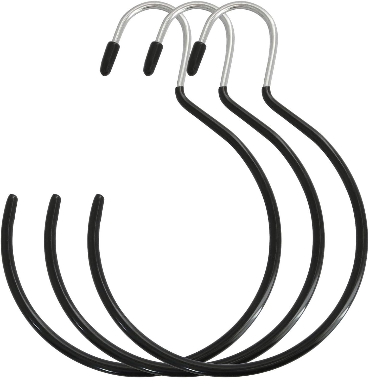 XGNG 3PCS Black Non-Slip Belt Rack Tie Hanging Hooks Closet Accessories Scarf Ring Hangers Scarf Organizer Storage Holders for Ties Scarves Belts Tank Tops Pashminas