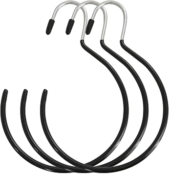 XGNG 3PCS Black Non-Slip Belt Rack Tie Hanging Hooks Closet Accessories Scarf Ring Hangers Scarf Organizer Storage Holders for Ties Scarves Belts Tank Tops Pashminas