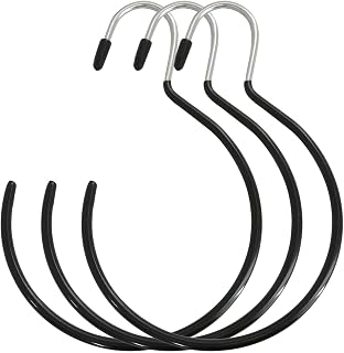 XGNG 3PCS Black Non-Slip Belt Rack Tie Hanging Hooks Closet Accessories Scarf Ring Hangers Scarf Organizer Storage Holders for Ties Scarves Belts Tank Tops Pashminas