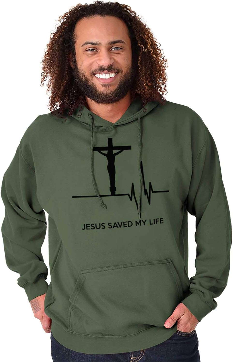 Miniatura 4 de Christian Strong Jesús salvó mi vida crucifijo sudadera con capucha mujeres hombres