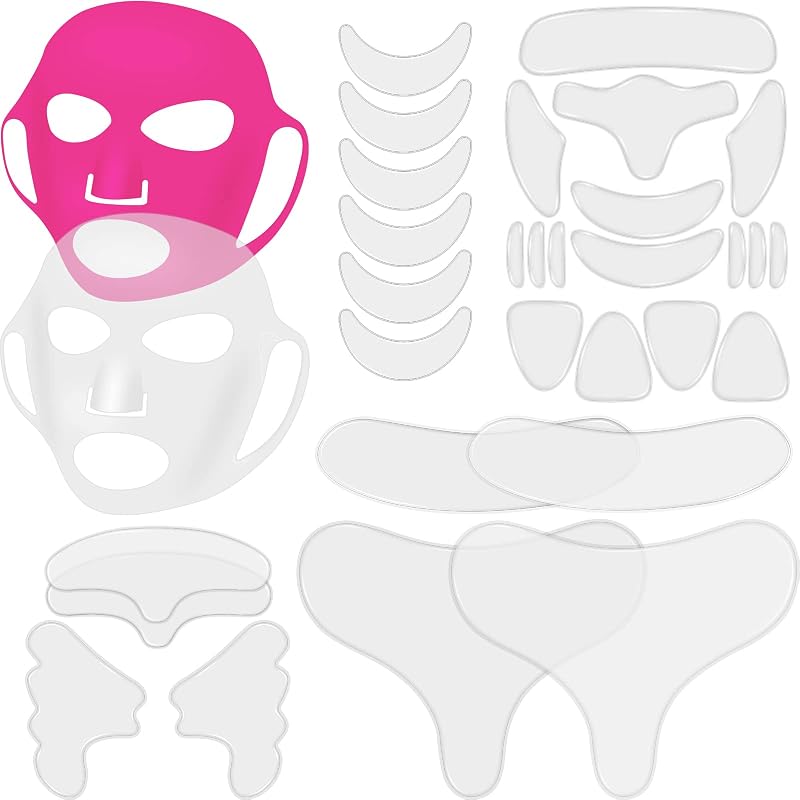 Maitys Kit com 32 Adesivos de Silicone para Rosto, Pescoço e Colo, Rose Pink e Clear