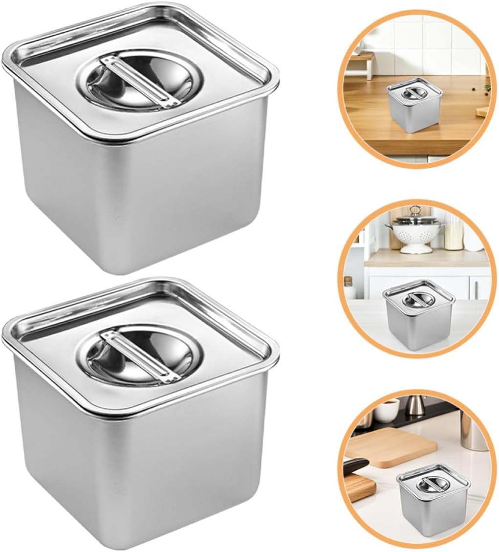 2pcs Stainless Steel Buffet Dishes Container with Lid, Rectangular Buffet Serving Plates for Food Service Settings and Parties, Keeps Food Warm and Easy to Clean