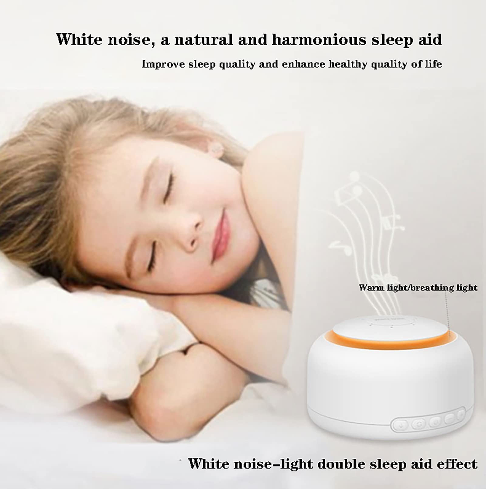 Máquina de Ruido Blanco para Dormir, 30 Sonidos Naturales relajantes con Control de Volumen de 36 Niveles, 3 temporizadores y función de Memoria, compacta y Ligera.