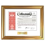 GiveAshare Wells Fargo Stock Certificate (WFC) - Personalized Replica (Gold Frame & Plaque)