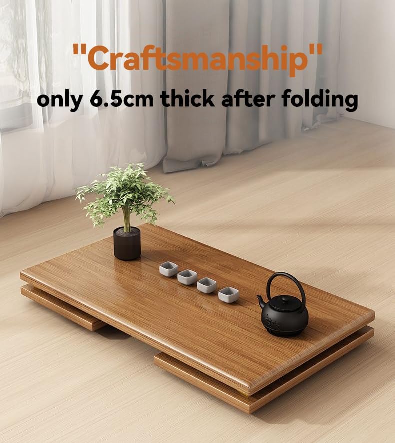 Japanese Folding Coffee Table Low Floor Table No Assembly 31.5 Inch