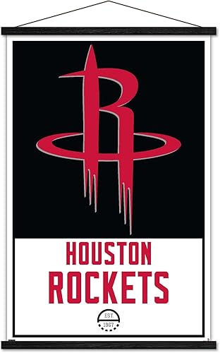 Trends International NBA Houston Rockets - Póster de pared con logotipo 21, 22.375 x 34 pulgadas, paquete de impresión y colgador negro