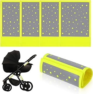 5 Stück Reflektoren Kinderwagen – Universal Reflektor Kinderwagenmit Klettverschluss für Buggy, Fahrräder, Anhänger und mehr, Meteor Motiv, Neon Gelb Neon Yellow