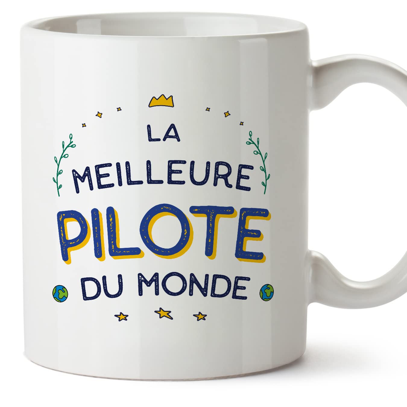 MUGFFINS Pilot Woman Mug - in French - Meilleur du Monde - Funny Gift for Colleagues - Ceramic 11oz Mug